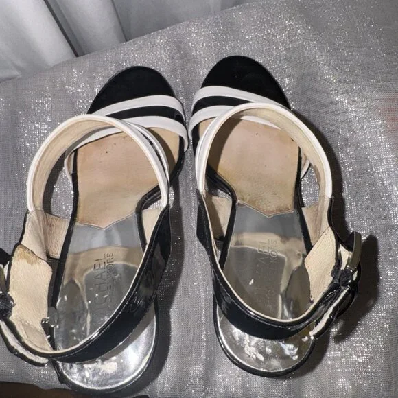 Michael Kors Women's Black/White 5.5 Inch Heels - Picture 6 of 9